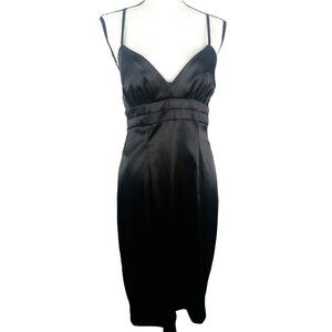 Intrigue Low Back Dress Size 10 Satin Black